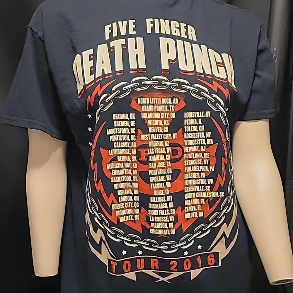 2016 FIVE FINGER DEATH PUNCH "Got Your Six" Concert Tee Gildan Black Size L - Picture 4 of 12